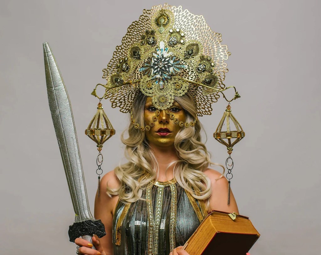 Libra Lady Justice Golden Goddess Costume Headdress Libra Legal Zodiac Headdress Bohemian Dance Rave Drag Queen Greek Ammut Roman Justitia